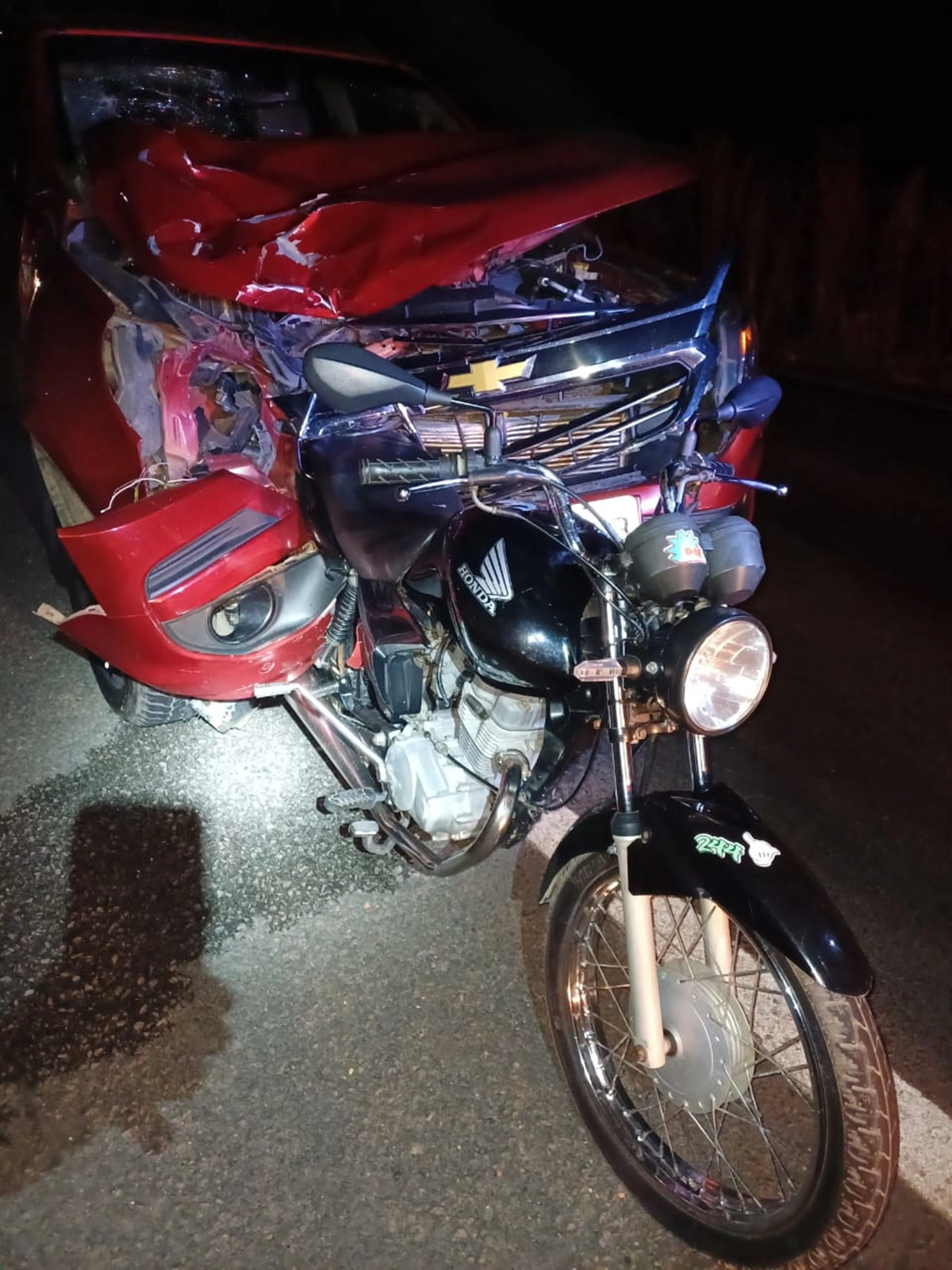 S10 colidiu na traseira da moto, em acidente na BR 316