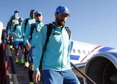 Seleção Brasileira desembarcando no Texas