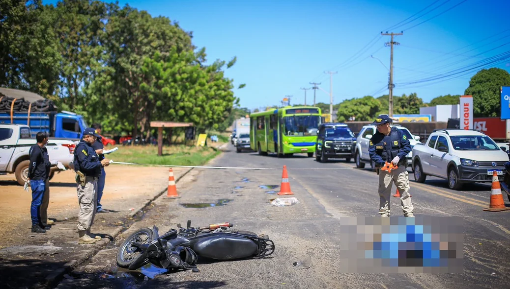 Acidente registrado na BR 343, próximo a garagem da empresa Guanabara
