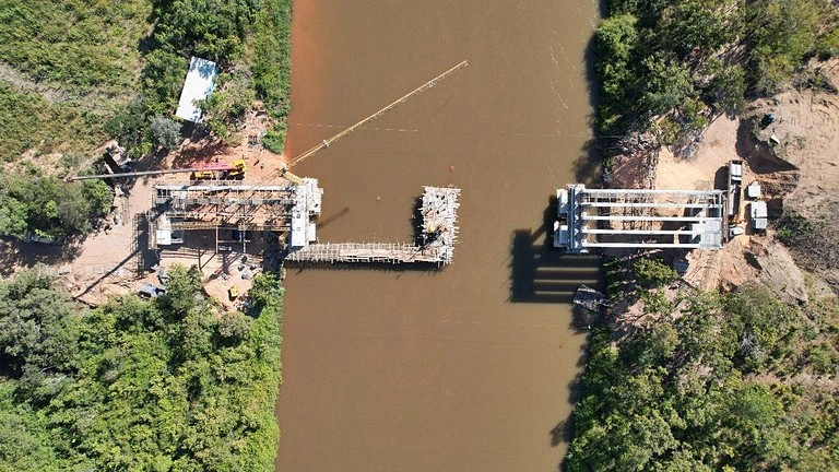 Andamento da obra da ponte que vai ligar Santa Filomenta a Tasso Fragoso