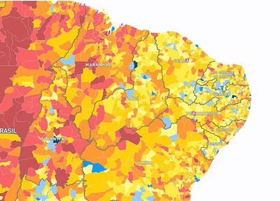 Cidades com a cor azul apresentam as melhores taxas do IPS no Piauí