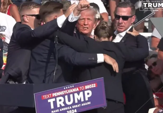 Donald Trump durante comício nos EUA