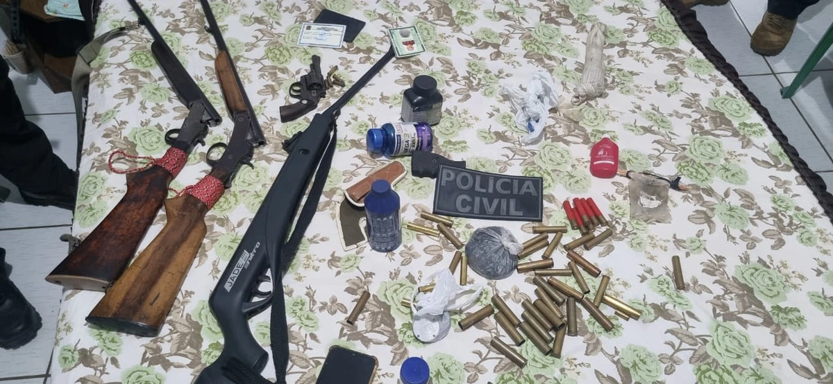 Parte das armas de fogo apreendidas