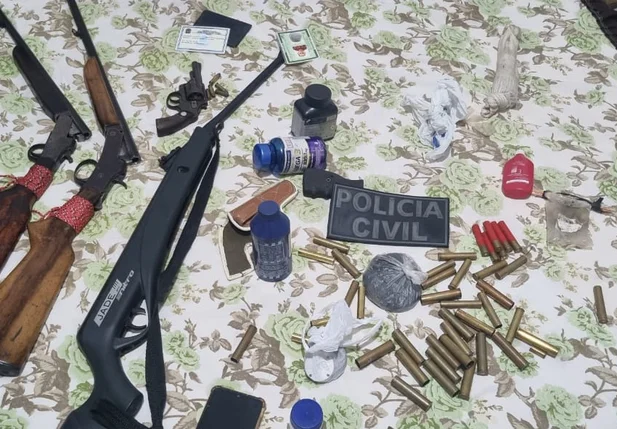 Parte das armas de fogo apreendidas