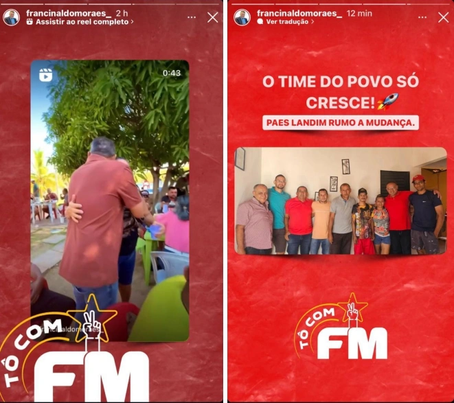 Postagens do pré-candidato Francinaldo Moraes