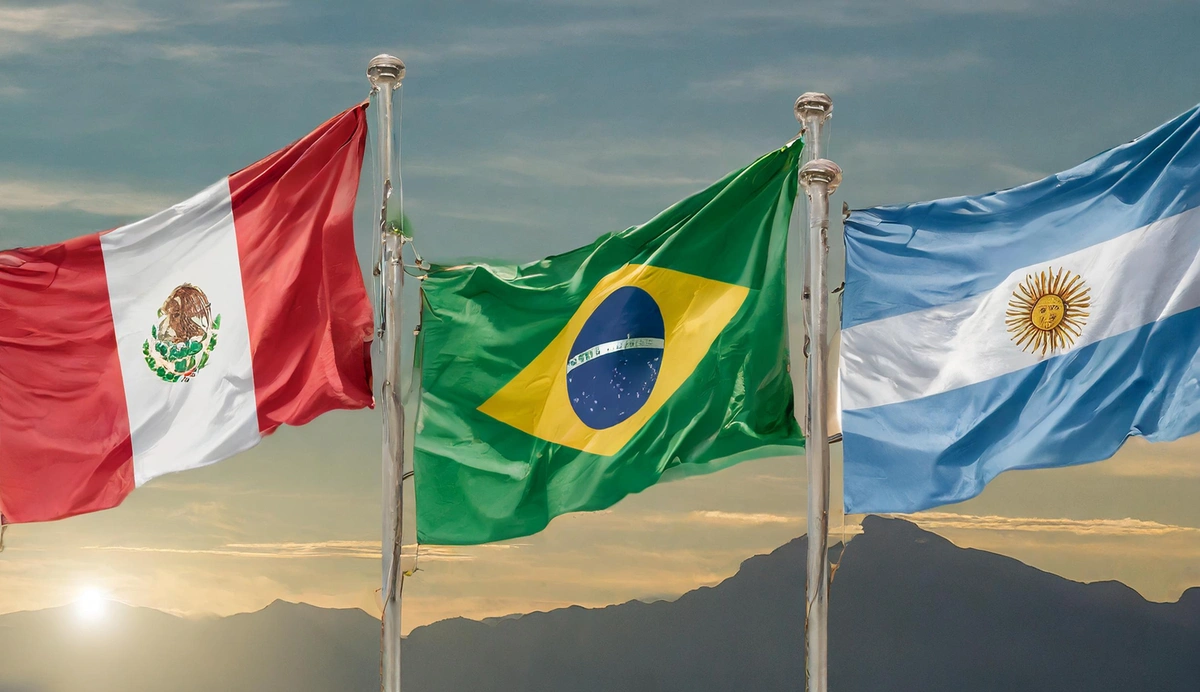 Bandeiras do Brasil, Argentina e Peru