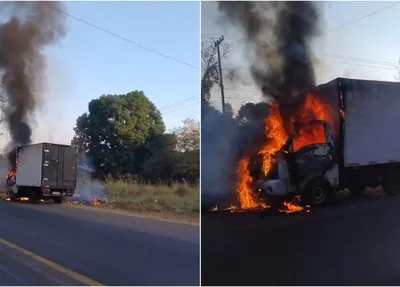 Caminhão pegou fogo na rodovia que liga Altos a Teresina