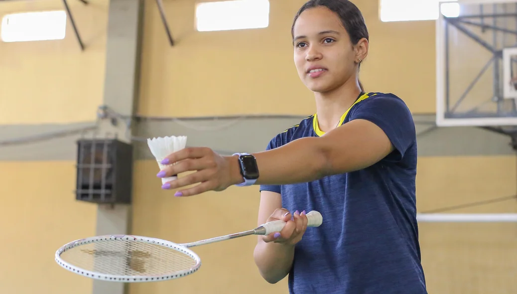 Juliana Viana se preparando para a partida