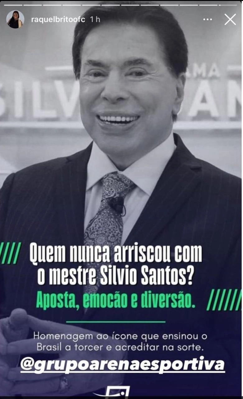 Publicação de Raquel Brito com o uso da imagem de Silvio Santos