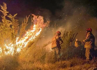 Bombeiros apagando as chamas
