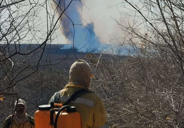 Brigadistas combatem incêndio no Parque Nacional Serra das Confusões
