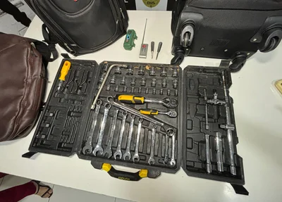 Equipamentos apreendidos pelo DRACO com os arrombadores de veículos