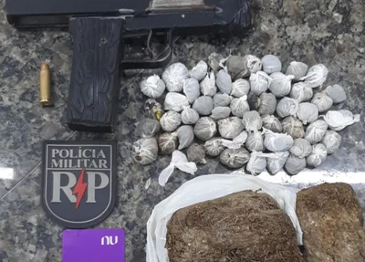 Material apreendido com o casal no bairro Cidade Nova