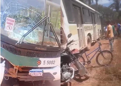 Transporte escolar de Altos se envolve em acidente na zona rural