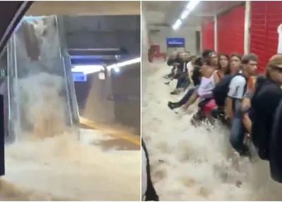 Água da chuva invadiu o Metrô de São Paulo
