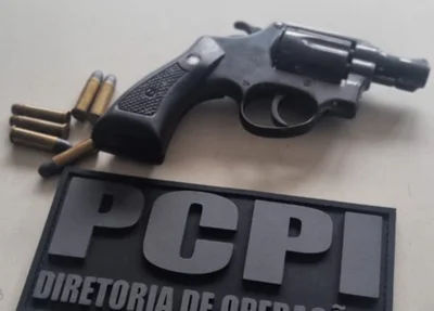 Arma de fogo e munições encontradas em poder do comerciante no Ilhotas