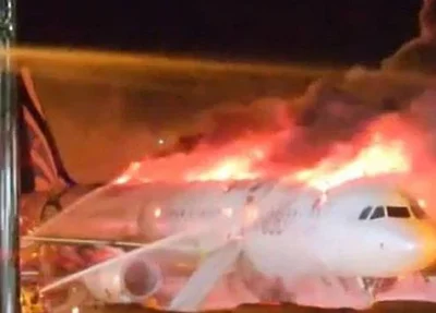 Incêndio em avião na Coreia