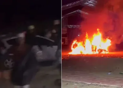O Corpo de Bombeiros foi acionado para prestar socorro às vítimas e controlar o fogo no automóvel.