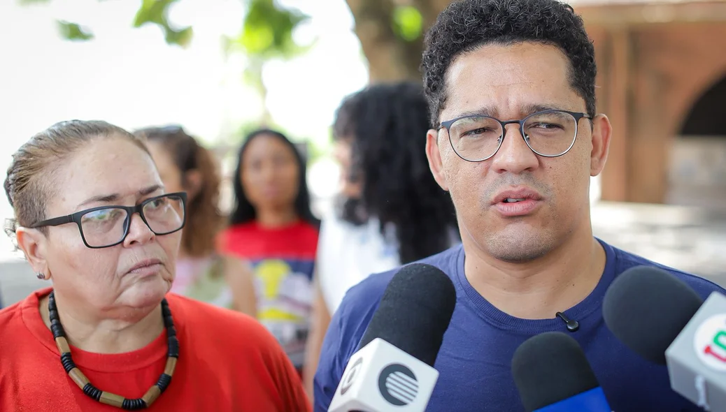 A coordenadora do Movimento Nacional de Luta pela Moradia no Piauí, Anisia Teixeira e o secretário nacional de Periferias, Guilherme Simões