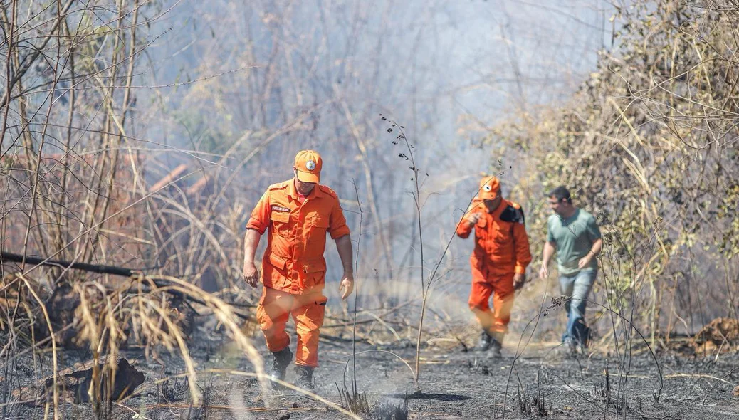 Bombeiros realizando monitoramento da situação