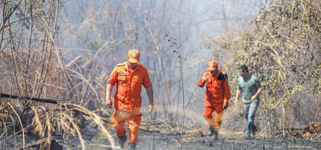 Bombeiros realizando monitoramento da situação