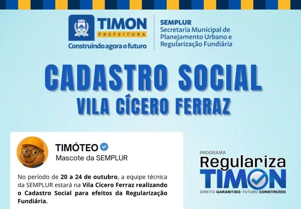 Cadastro social em Timon