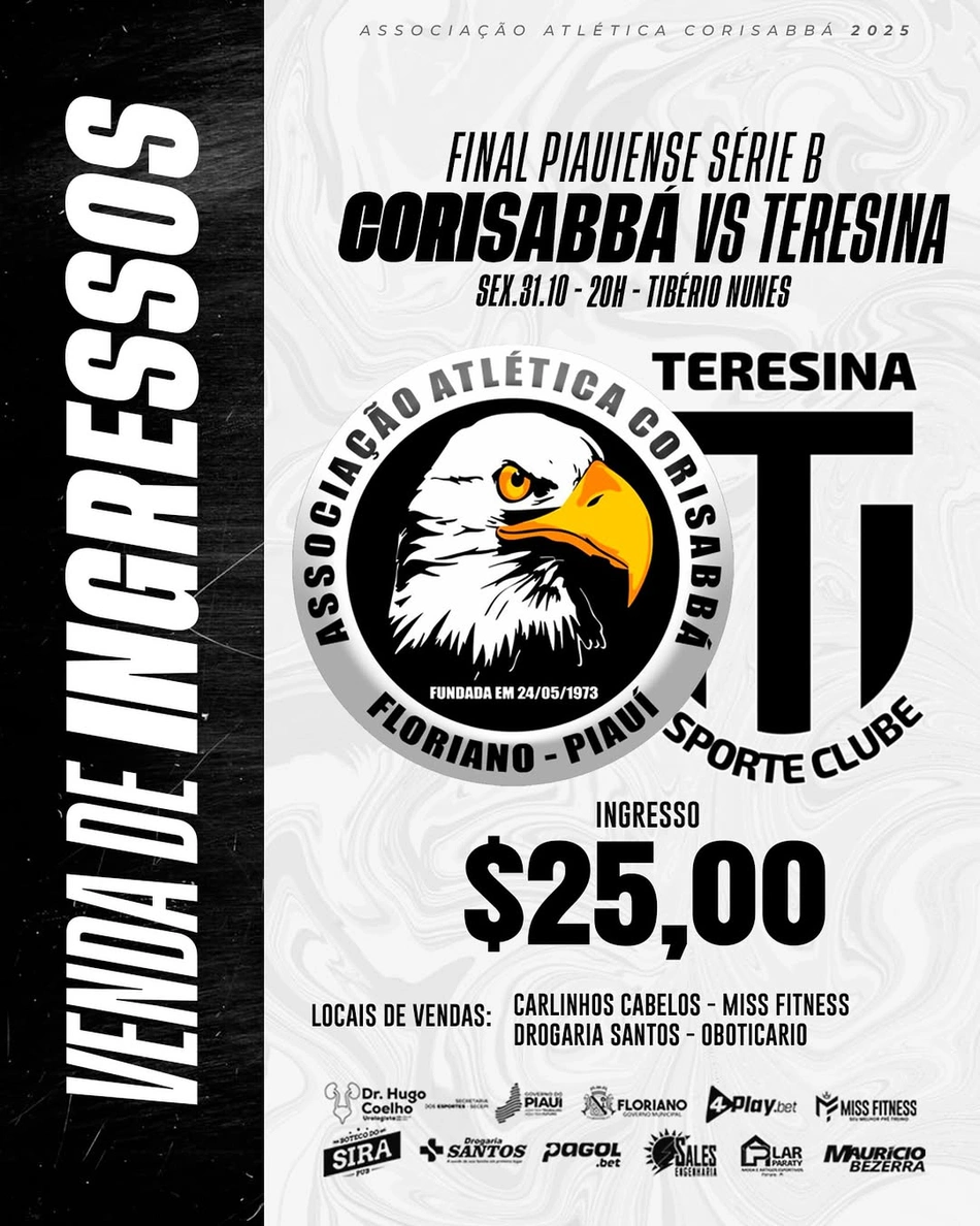 Confira o valor e pontos de vendas dos ingressos da final do Piauiense Série B 2025