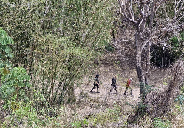 Equipes do DHPP em buscas pelo corpo no Morro do Cambota