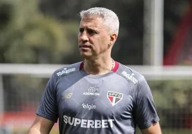 Hernán Crespo em treino do São Paulo