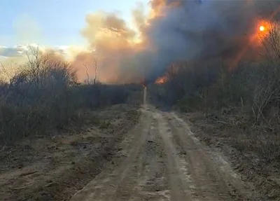 Incêndio na cidade Morro Cabeça no Tempo