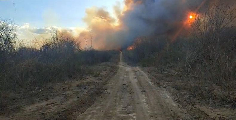 Incêndio na cidade Morro Cabeça no Tempo