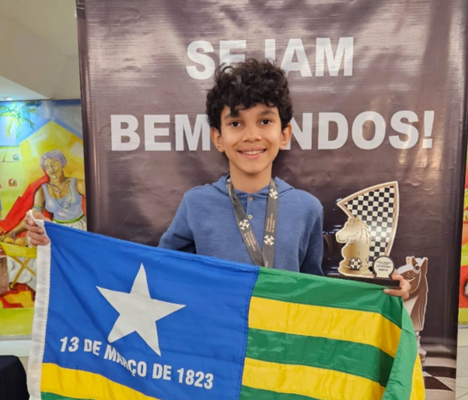 Lucas Lima na categoria sub 12, se sagrou campeão nordestino de xadrez