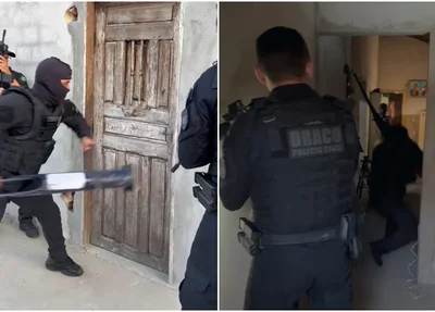 Momento da troca de tiros com policiais do DRACO em Água Branca