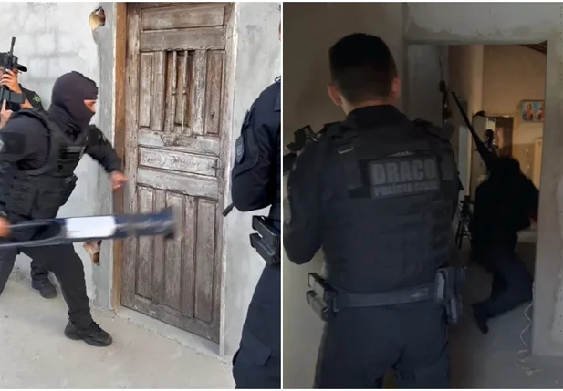 Momento da troca de tiros com policiais do DRACO em Água Branca