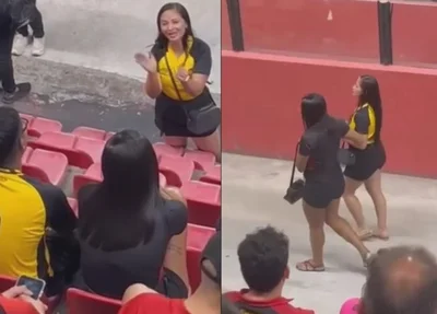 Mulher flagra marido com amante durante duelo entre Sport e Ceará