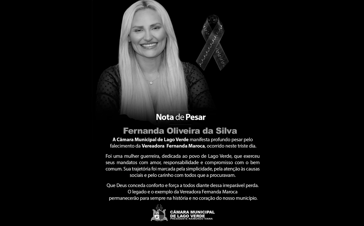Nota de pesar pelo falecimento de Fernanda Maroca