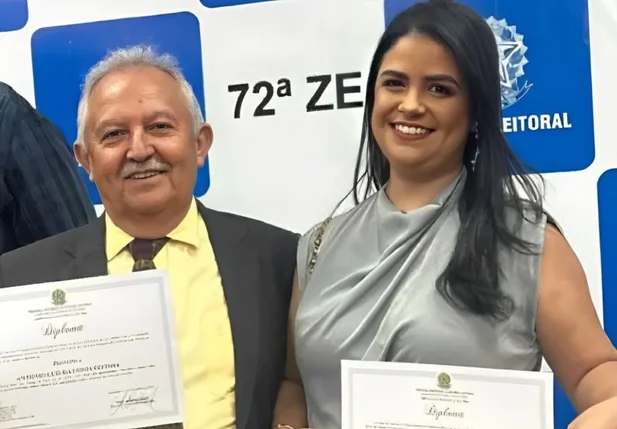 Prefeito Antonio Luis e a vice-prefeita Camila Feitosa atual secretária de Saúde