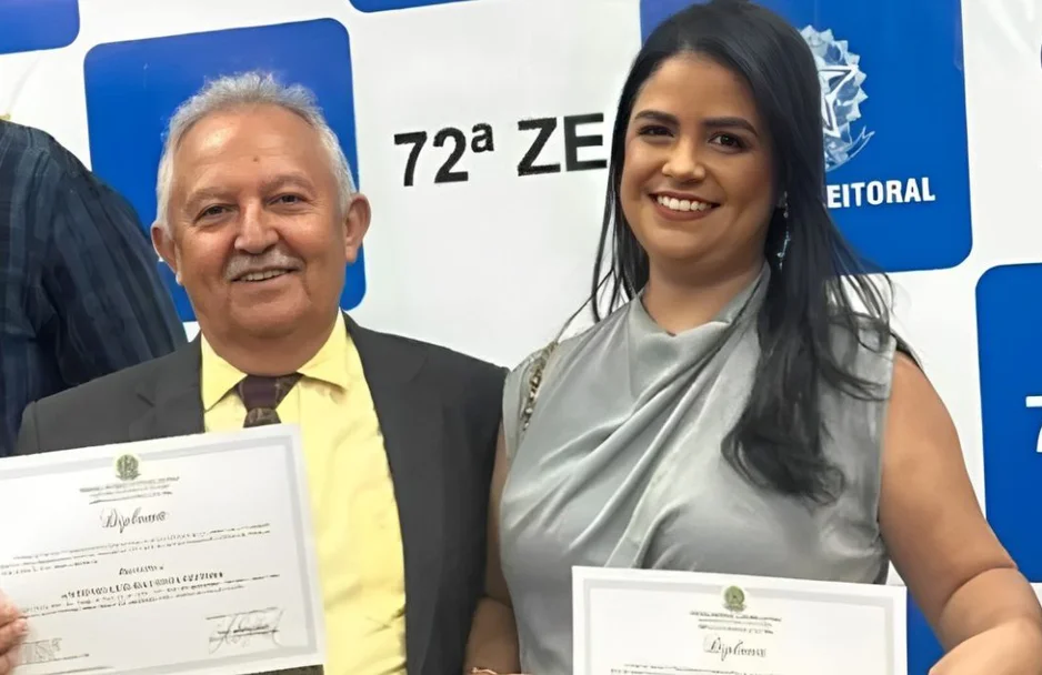 Prefeito Antonio Luis e a vice-prefeita Camila Feitosa atual secretária de Saúde