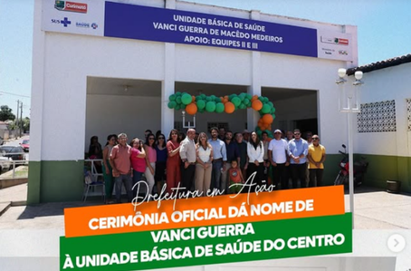 Prefeitura de Curimatá dá nome de técnica de enfermagem em UBS