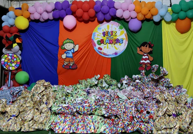 Presentes entregues para as crianças