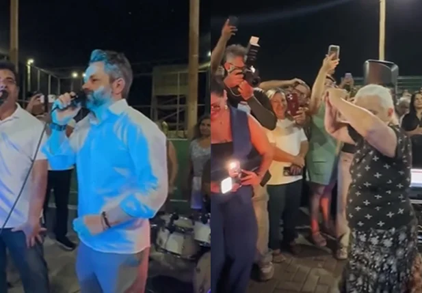 Rafael Fonteles e Marcelo Nollêto durante inauguração em Parnaíba