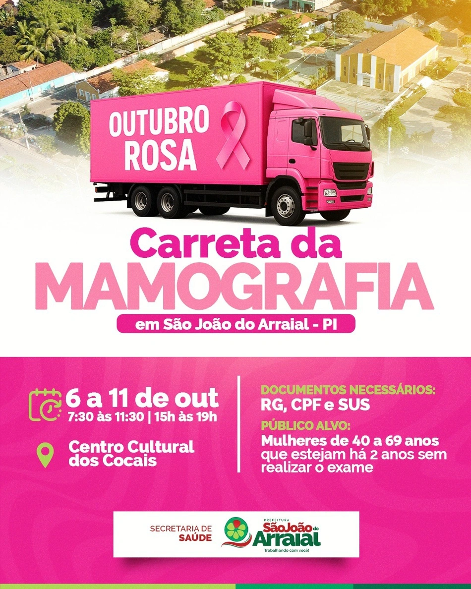 Realização de mamografias gratuitas em São João do Arraial