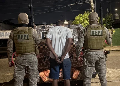 Suspeito preso pelos policiais do BEPI