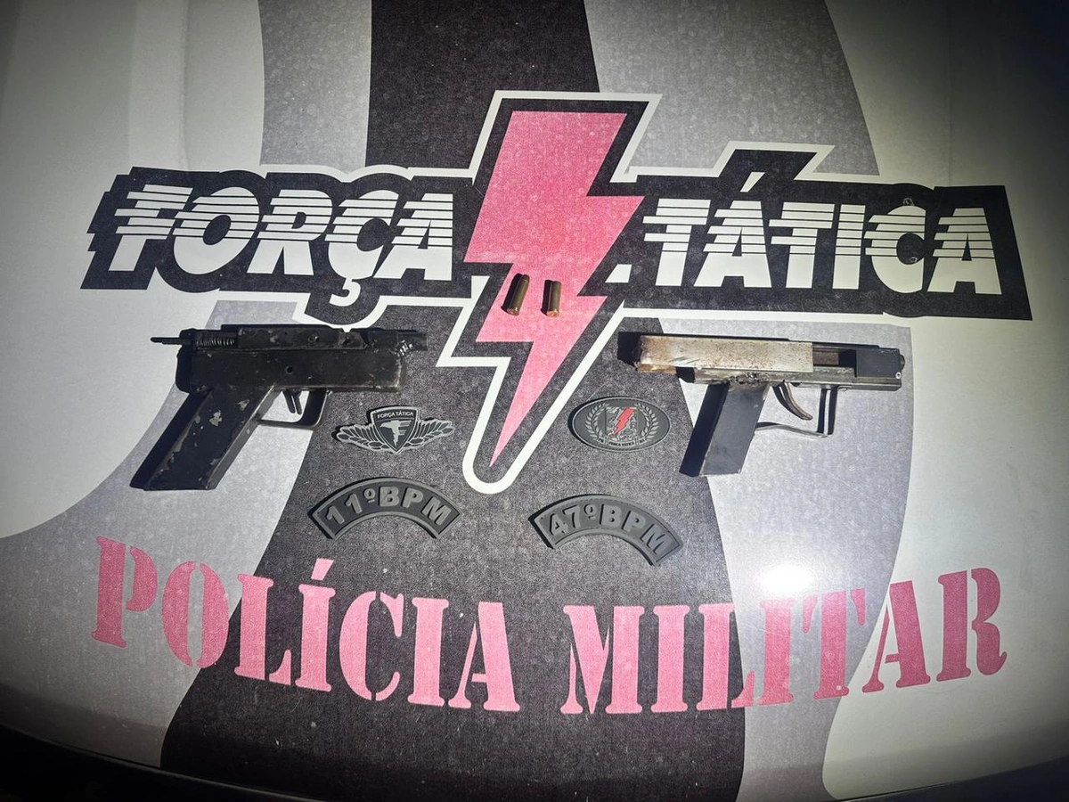 Armas de fogo caseiras encontradas com os baleados