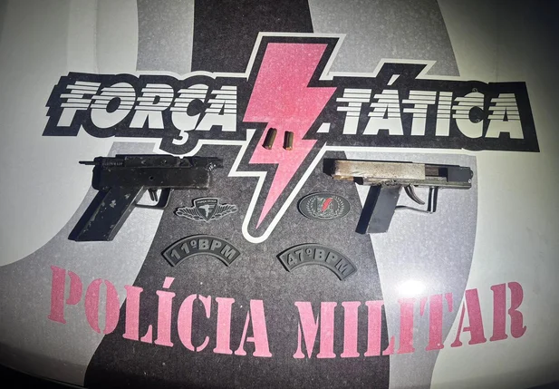 Armas de fogo caseiras encontradas com os baleados