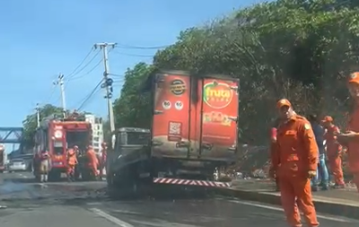 Caminhão pegou fogo na BR 316
