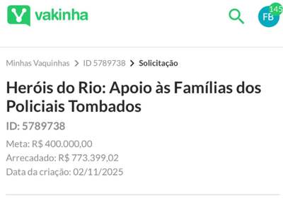 Campanha em apoio a famílias de policiais mortos no Rio de Janeiro arrecada quase R$ 800 mil