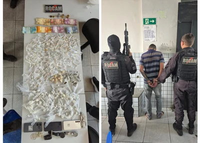 Drogas apreendidas e um dos suspeitos preso