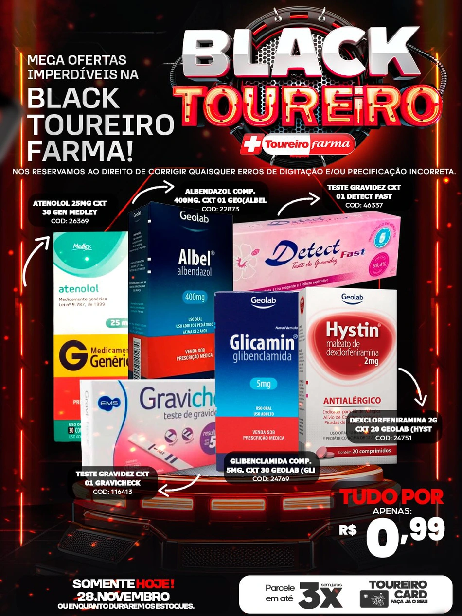 Encarte com as promoções da Black Toureiro Farma