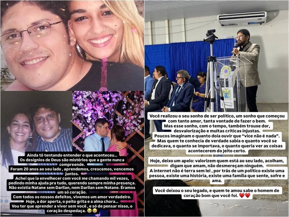 Esposa de do vice-prefeito Darllan Barros se pronuncia após morte do marido